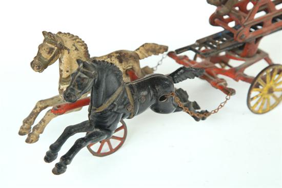 CAST IRON TOY LADDER WAGON. 