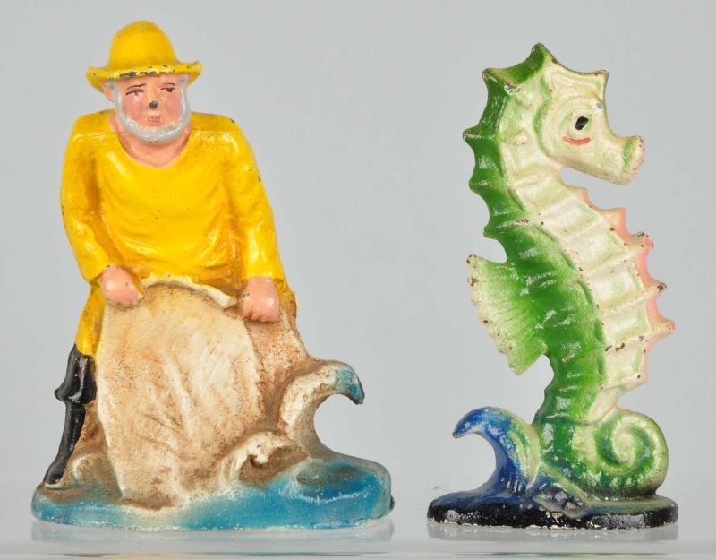 Cast Iron Whaler & Sea Horse Bottle