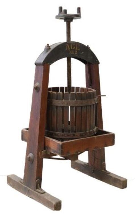 CAST IRON & WOOD FRUIT OR WINE