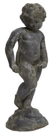 CAST LEAD GARDEN FIGURE OF A PUTTO,