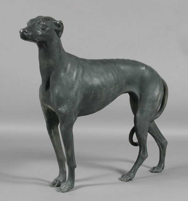 Cast lead life size whippet. 31"H x