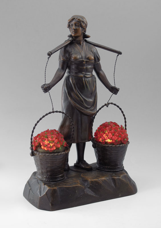CAST METAL FIGURAL LAMP: Maiden