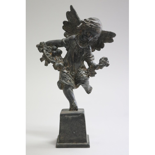 Cast metal figure of a Putto,