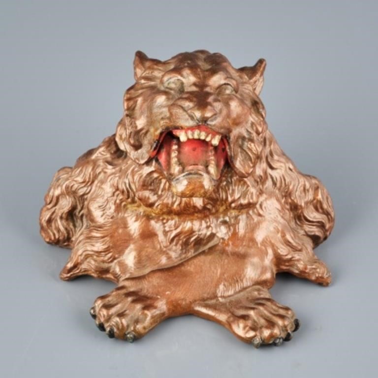 CAST METAL INKWELL - TIGERThe large