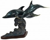 CAST METAL SWIMMING DOLPHINS S