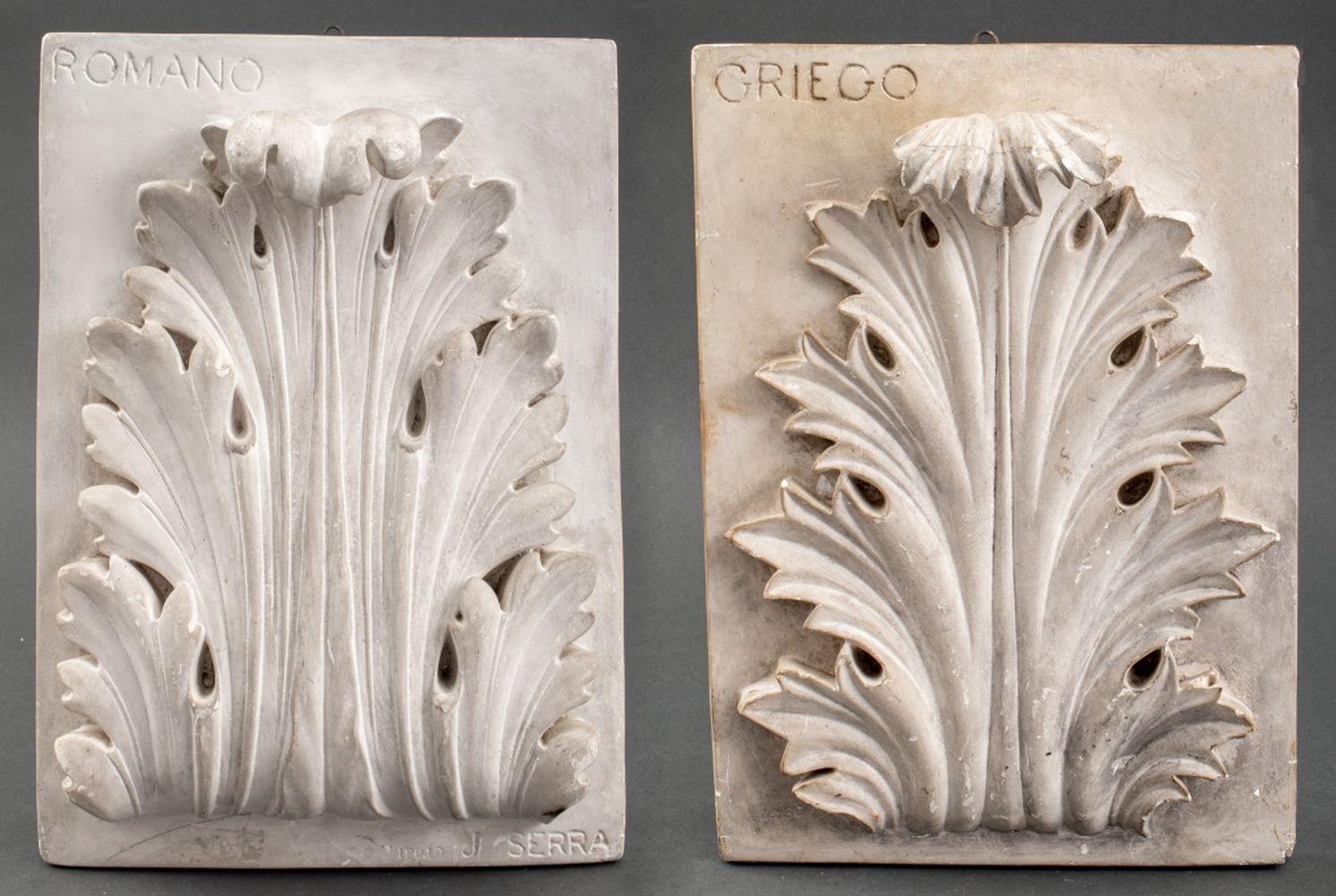 CAST PLASTER ACANTHUS LEAF RELIEFS,
