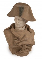 CAST STONE AND MARBLE BUST OF