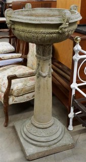 CAST STONE BIRD BATH, H: 49 IN