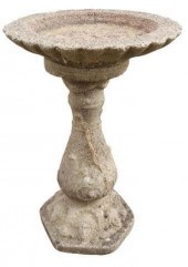 CAST STONE BIRD BATH WITH SCAL