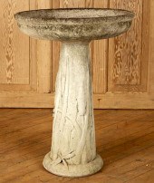 CAST STONE BIRD BATH WITH CATT