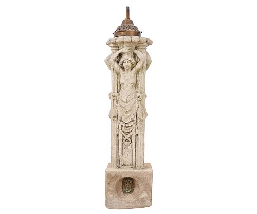 CAST STONE CARYATID GAS LIGHTCast
