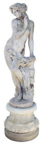 CAST STONE DRAPED MAIDEN ON SH
