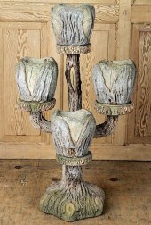 CAST STONE FAUX BOIS FOUR ARM