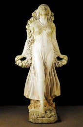CAST STONE FEMALE FIGURE HOLDI