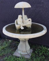 CAST STONE FOUNTAIN;  FROGS UN
