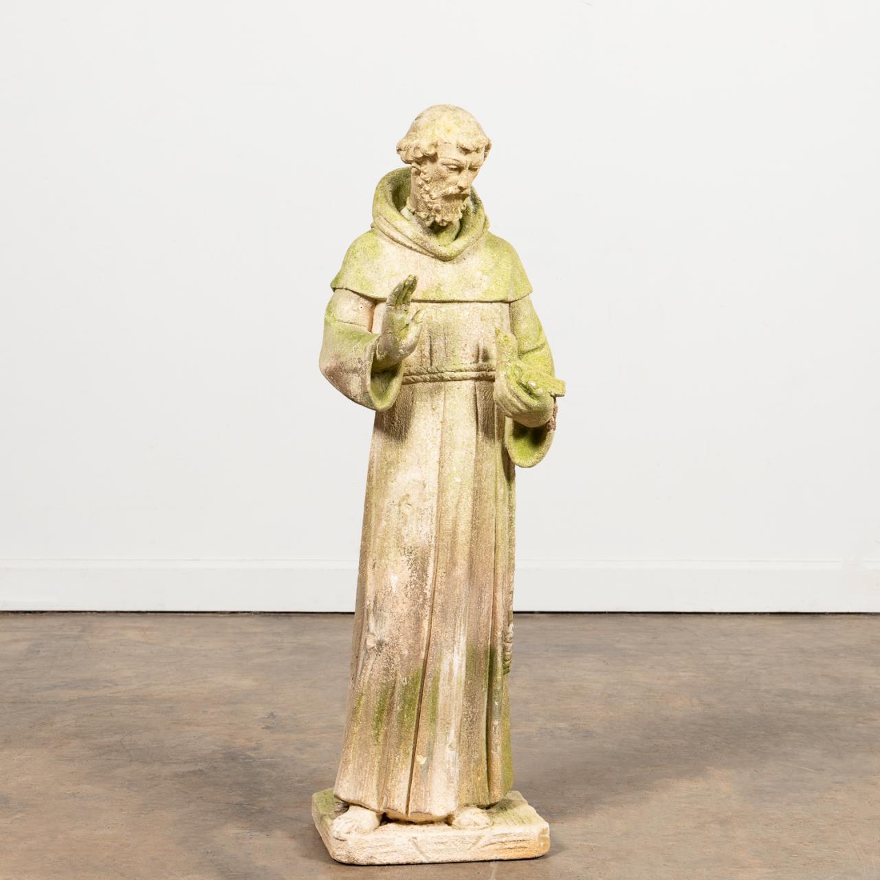 CAST STONE GARDEN FIGURE OF ST.