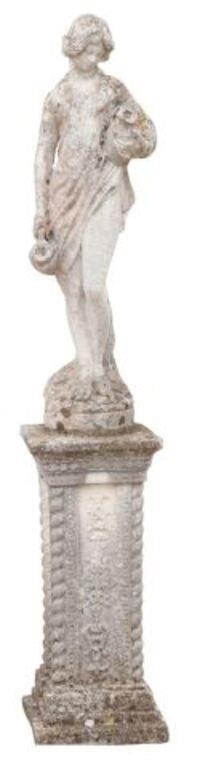 CAST STONE GARDEN SCULPTURE, DRAPED