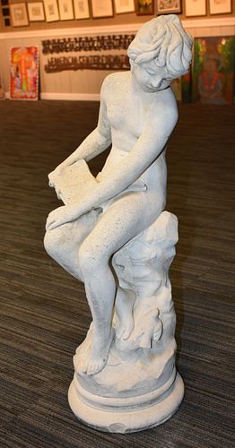 CAST STONE GARDEN SCULPTURE OF NUDE