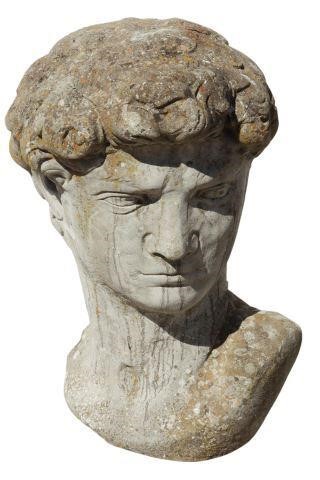 CAST STONE GARDEN STATUARY, BUST OF