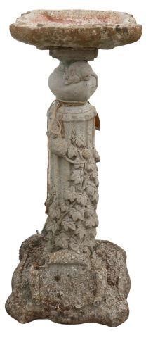 CAST STONE IVY BIRDBATH ON
