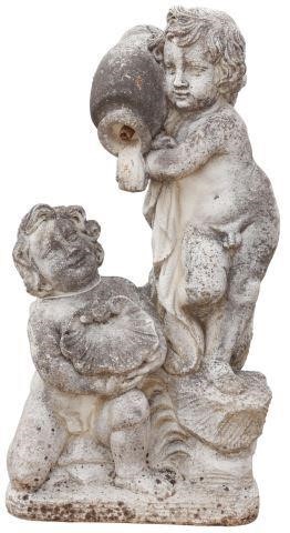 CAST STONE PUTTI GARDEN FOUNTAIN,