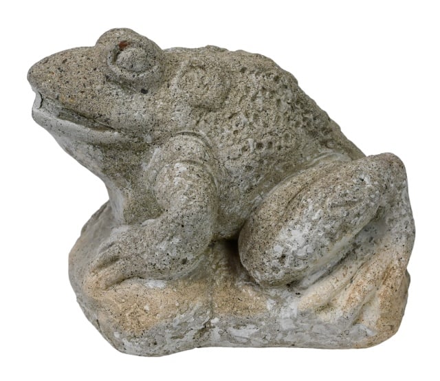 CAST STONE SEATED FROG GARDEN