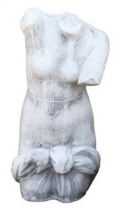 CAST STONE STATUE, NUDE TORSO