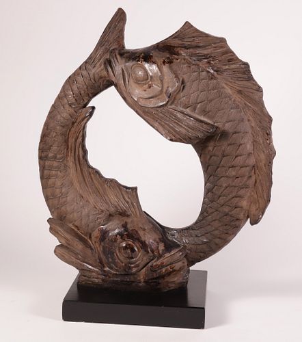 CAST TERRACOTTA YIN AND YANG FISH