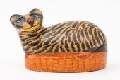 CAT IN A BASKET PAPER MACHE DE