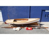 Catboat wooden sailing boat, b