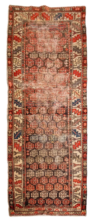 CAUCASIAN ANTIQUE TRIBAL RUNNER RUG