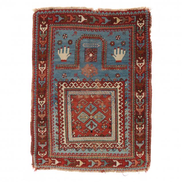 CAUCASIAN PRAYER RUG Light blue