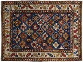 Caucasian rug, diagonal rows o