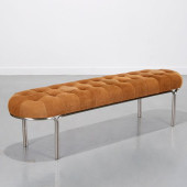 CB2 TUFTED SUEDE AND CHROME BE