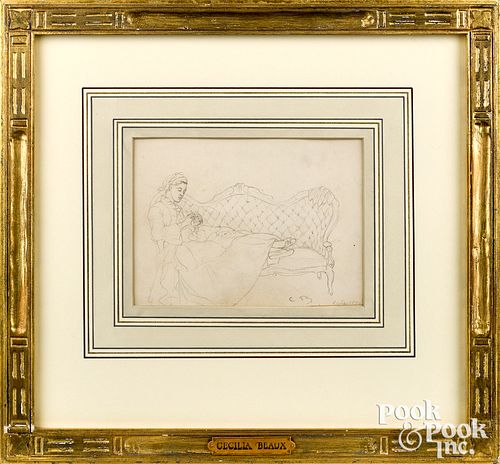 CECILIA BEAUX PENCIL DRAWING OF A