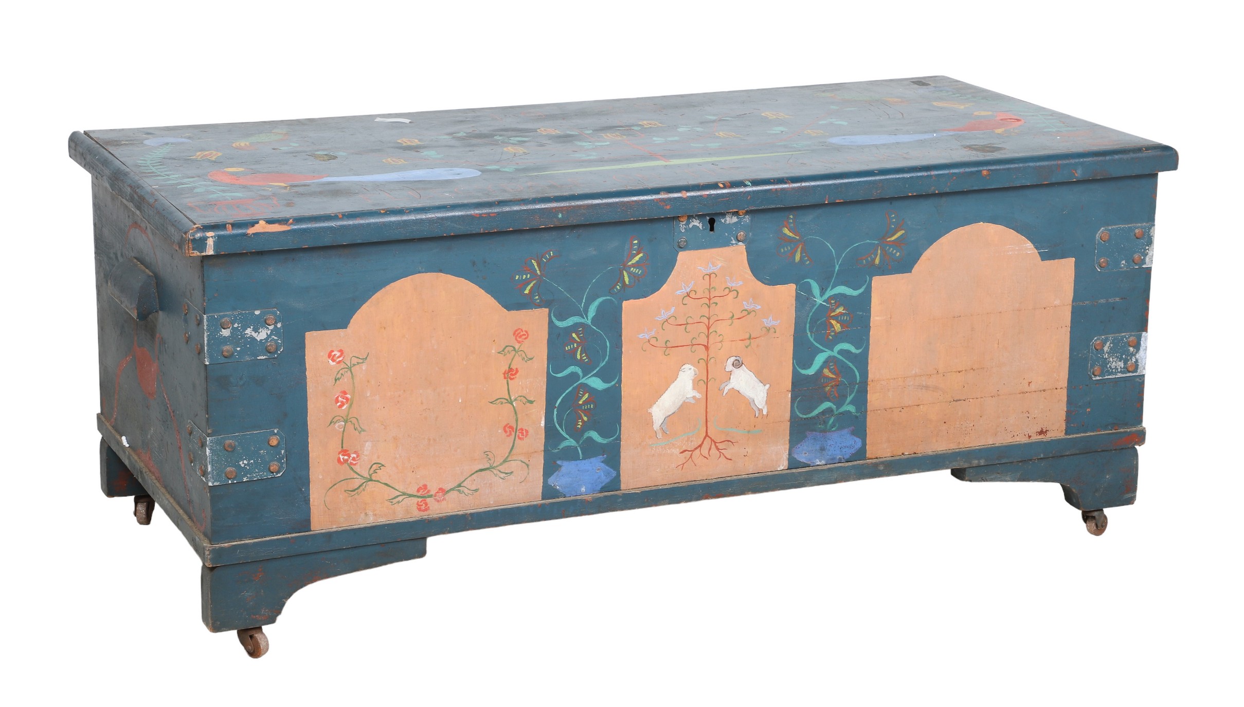 Cedar blanket chest, marked on