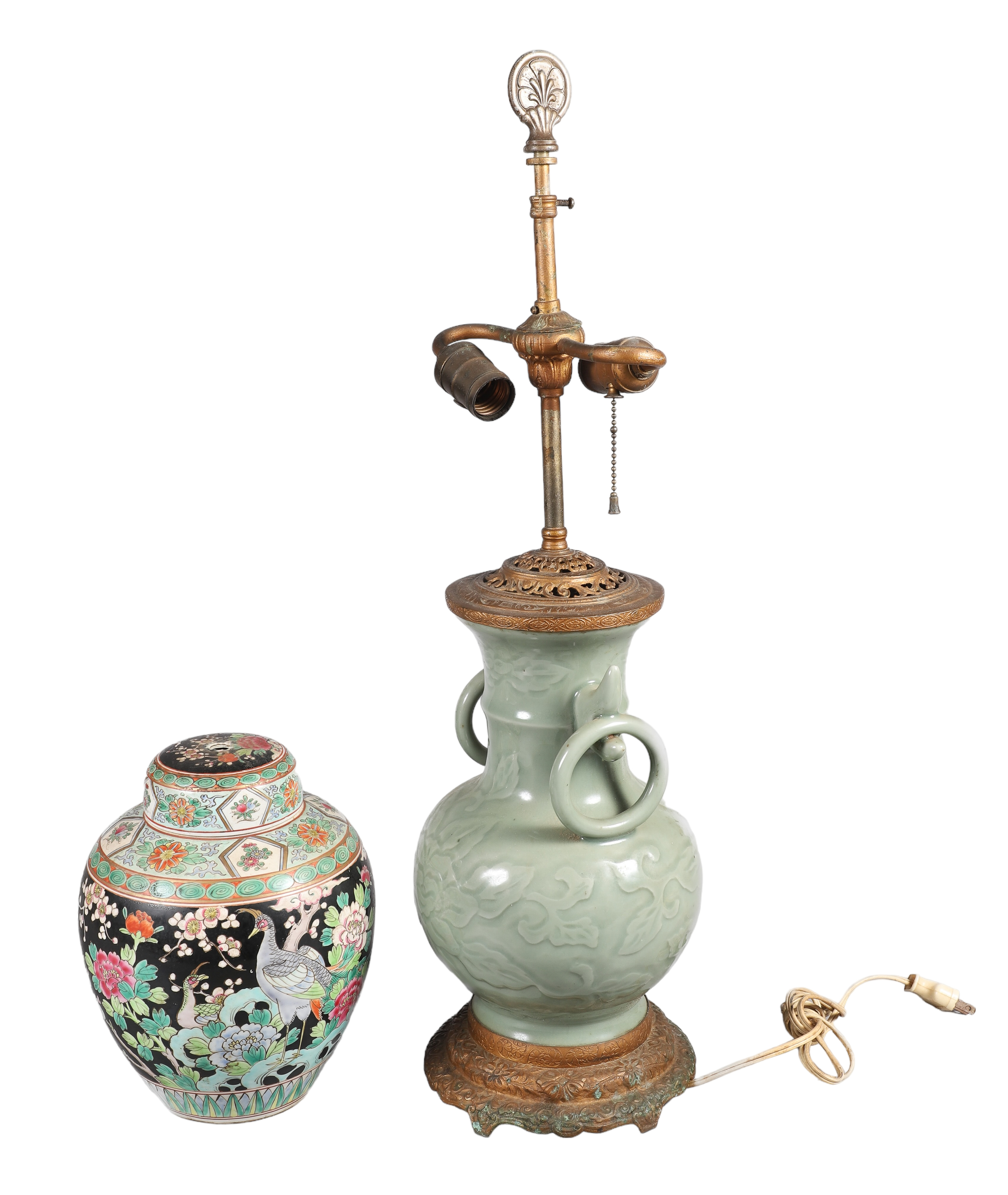 Celadon bronze artcraft lamp and