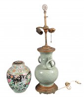 Celadon bronze artcraft lamp a