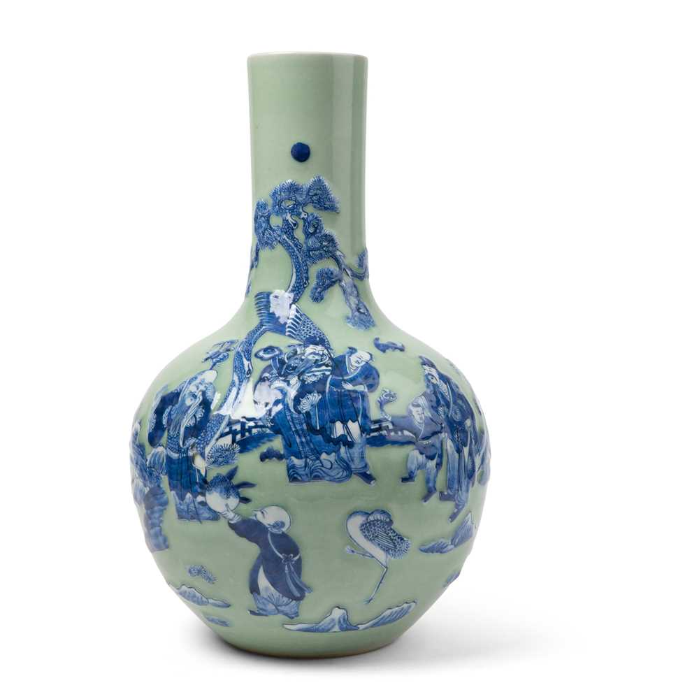 CELADON-GLAZED BLUE AND WHITE