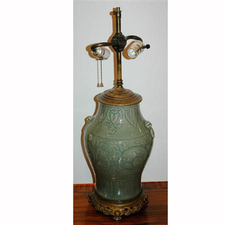 Celadon Glazed Porcelain Lamp 	 