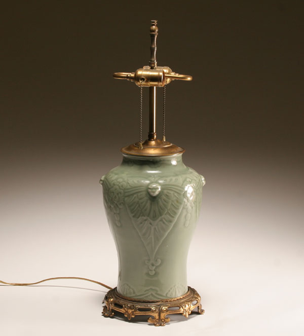 Celadon glazed porcelain table lamp