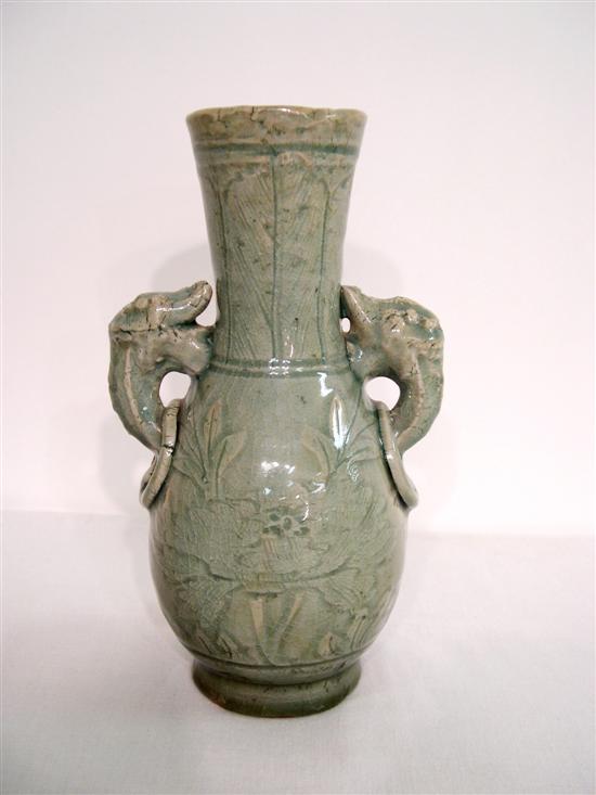 Celadon glazed vase  Chinese or