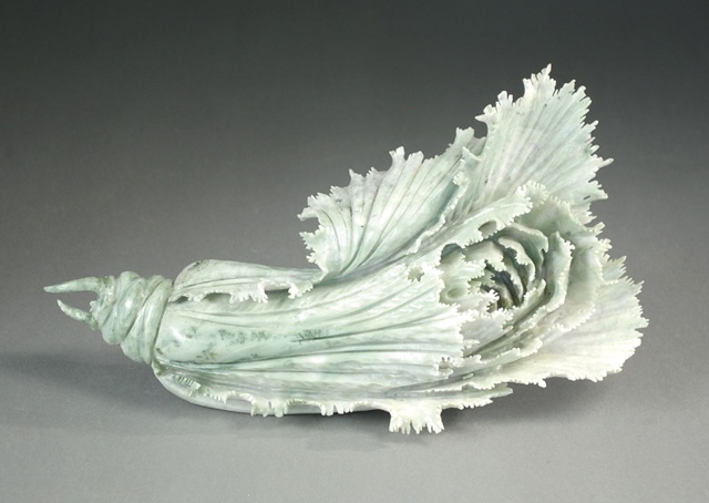 CELADON GREEN JADEITE CARVED