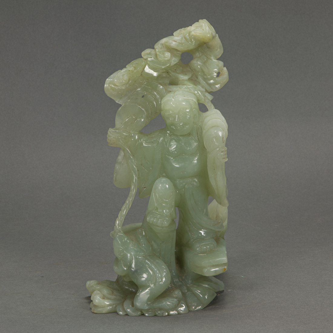 CELADON HARDSTONE FIGURE OF LIU HAI