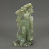 CELADON HARDSTONE FIGURE OF LI