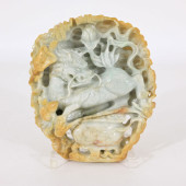 CELADON JADE CARVED DRAGON BOU