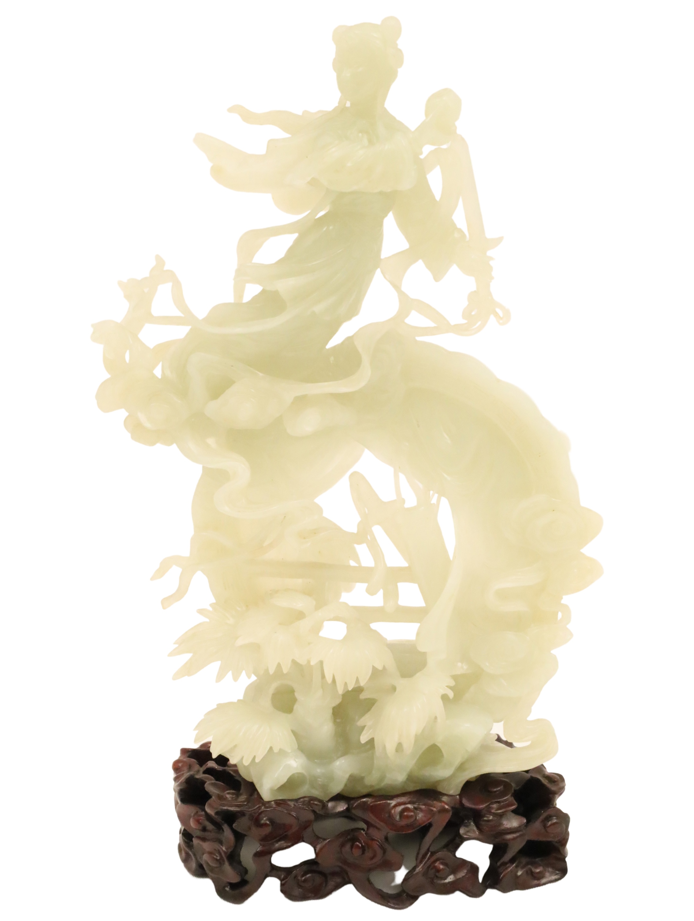 CELADON JADE FIGURE OF A GEISHA A