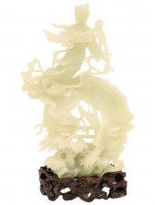 CELADON JADE FIGURE OF A GEISH