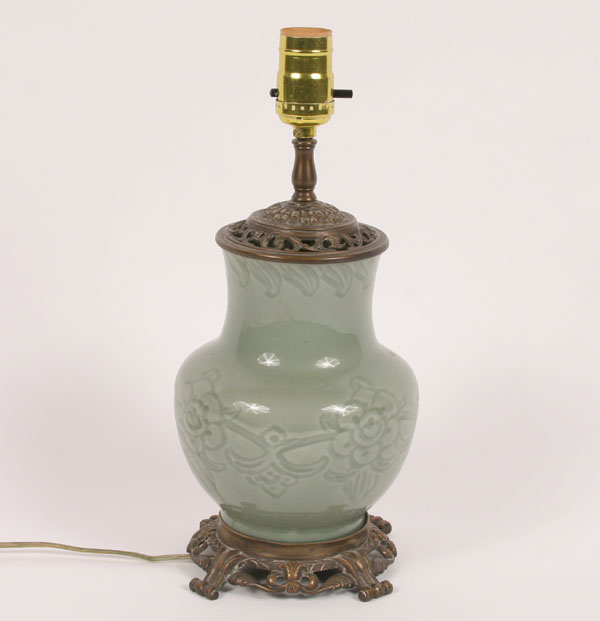 Celadon lamp; continuous floral