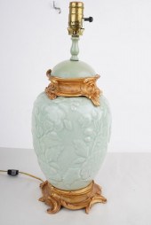 CELADON TABLE LAMPwith bronze